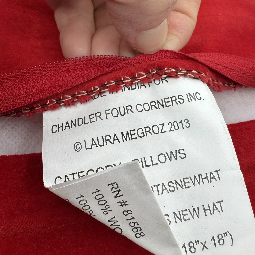 Chandler 4 Corners Hand Hooked 100% Wool Pillow Santa Christmas Laura Megroz